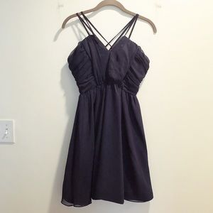 Navy blue ruched & strappy chiffon babydoll dress